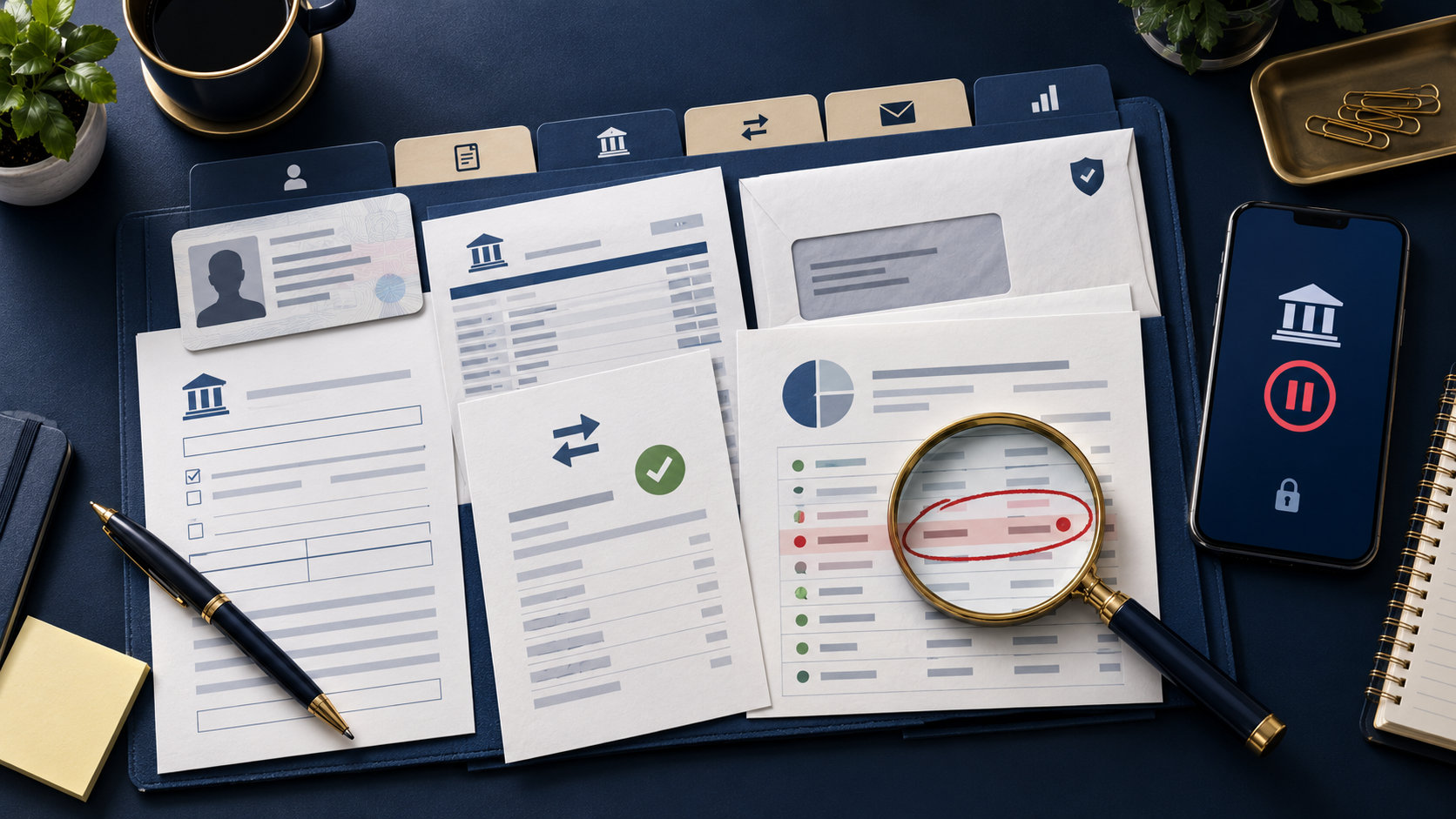 Organized identity, application, transaction, notice, and consumer-report records with an incorrect item circled for review